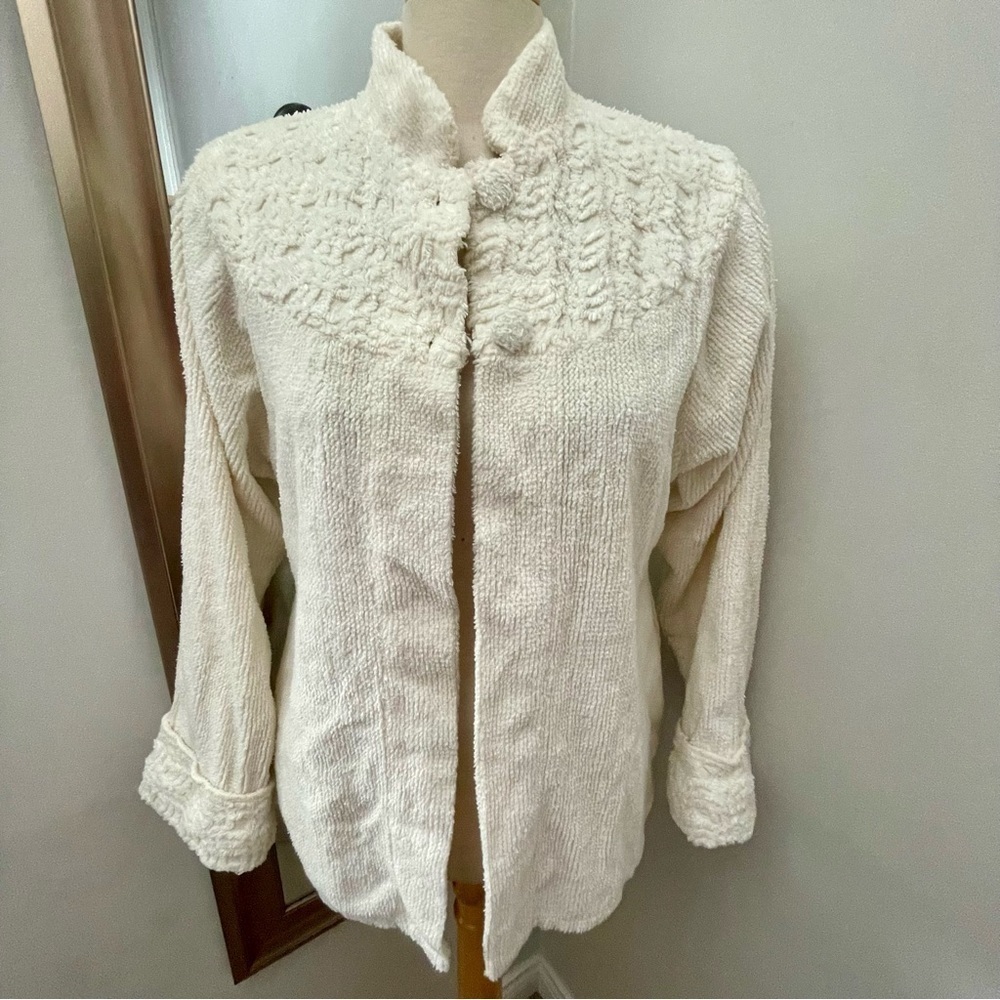Vintage chenille high collar jacket/cardigan.
